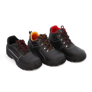 LS-23 Black Action Leather Steel Toe Emboss Safety Shoes Boots