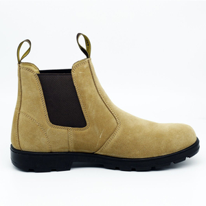 LS-02 Tan Suede Elastic Pull Tab PU Safety Shoes Boots