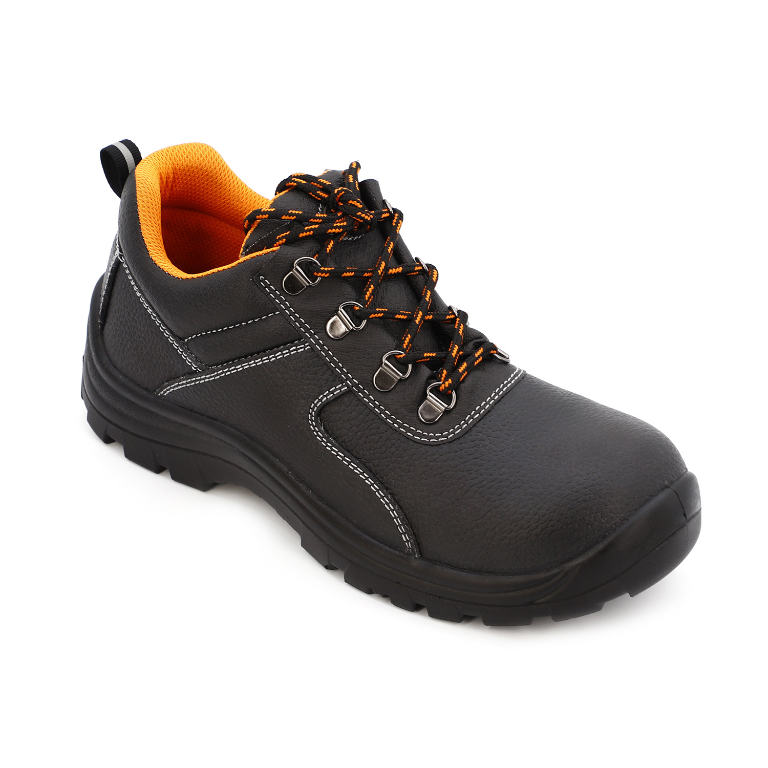 LS-23 Black Action Leather Steel Toe Emboss Safety Shoes Boots