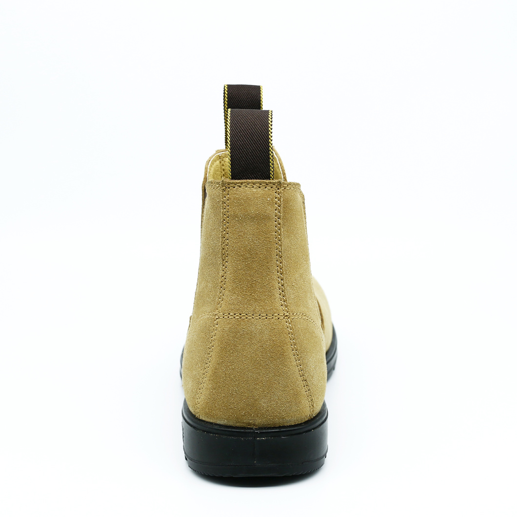 LS-02 Tan Suede Elastic Pull Tab PU Safety Shoes Boots